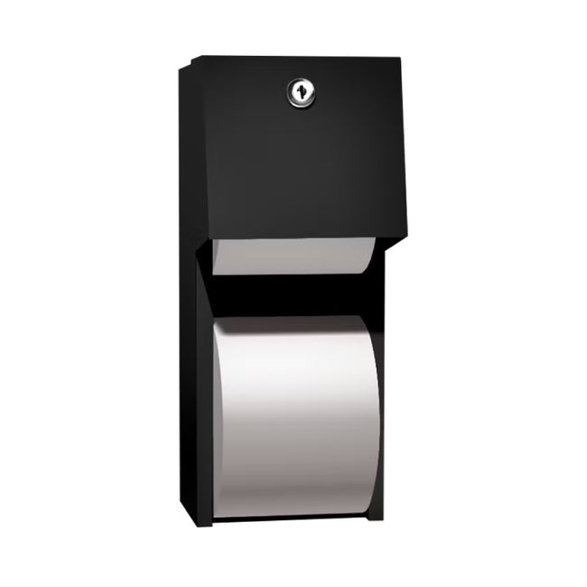 ASI 0030-41 Matte Black Toilet Tissue Dispenser - Twin Hide-A-Roll - Surface Mounted