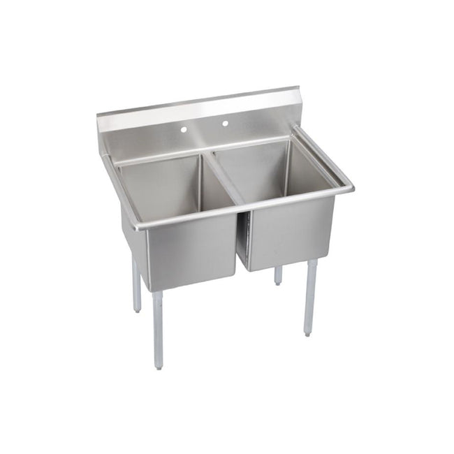 Elkay Dependabilt Stainless Steel 39" x 25-13/16" x 43-3/4" 16 Gauge Two Compartment Sink with Stainless Steel Legs