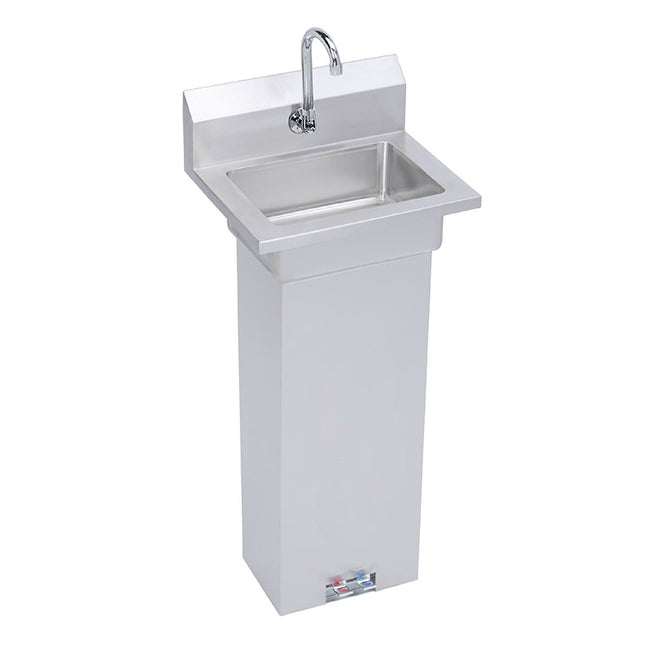 Elkay Stainless Steel 18" x 14-1/2" x 42" 18 Gauge Hand Sink with Pedestal Base Foot Valve and Faucet