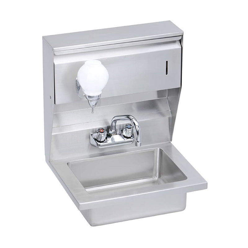 Elkay Stainless Steel 18" x 14-1/2" x 23" 18 Gauge Hand Sink with Soap and Towel Dispenser and Faucet