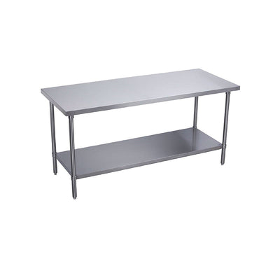 Elkay Stainless Steel 60" x 24" x 36" 16 Gauge Flat Top Work Table with Stainless Steel Legs and Undershelf