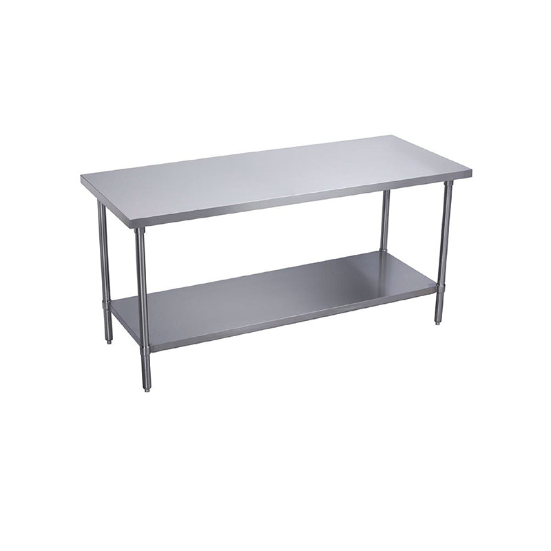 Elkay Stainless Steel 72" x 30" x 36" 16 Gauge Flat Top Work Table with Stainless Steel Legs and Undershelf