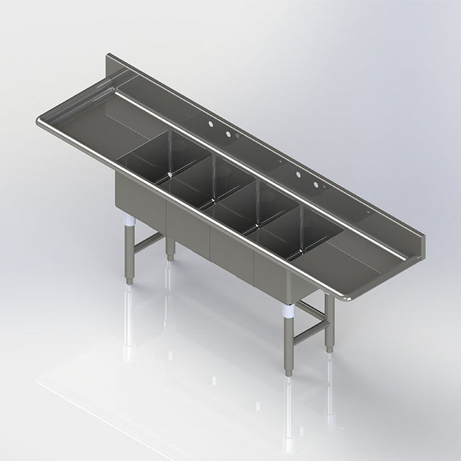 Allied Stainless 72" x 18" Stainless Steel 4-Compartment Sink