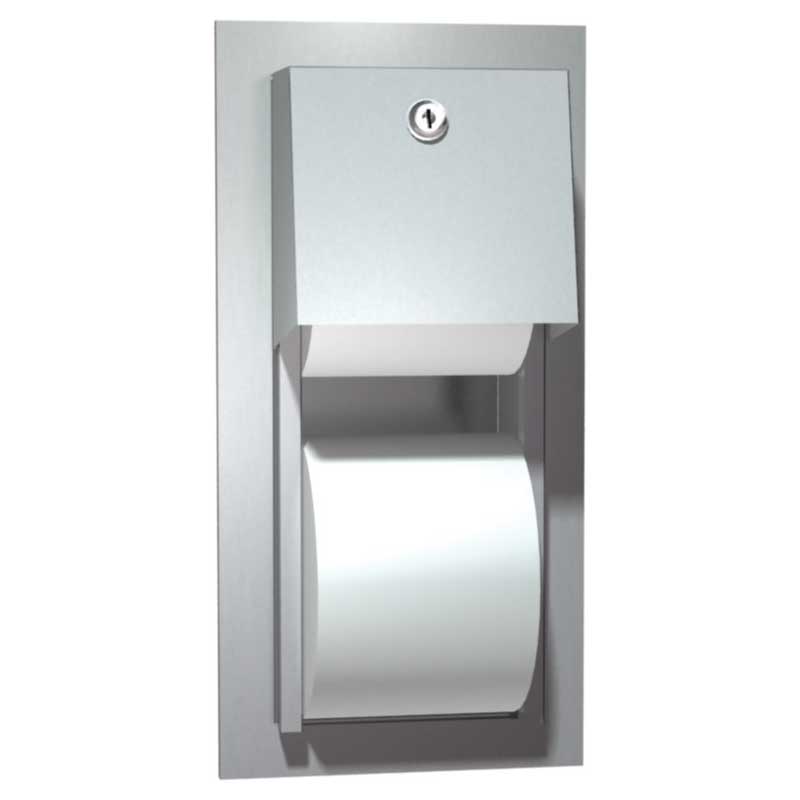 ASI 0031 Toilet Tissue Dispenser, Twin Hide-A-Roll - Recessed