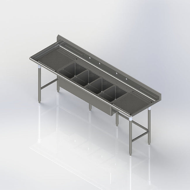 Allied Stainless 84" x 25" Stainless Steel 4-Compartment Sink